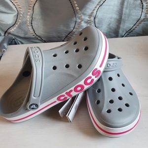 Crocs Bayaband Clog Gray Candy Pink Womens Size 10